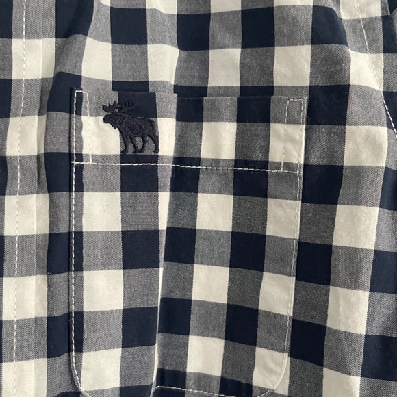 Abercrombie Kids Preppy Navy Blue & White Check Muscle Button Down Shirt. Sz  XL - Picture 4 of 6